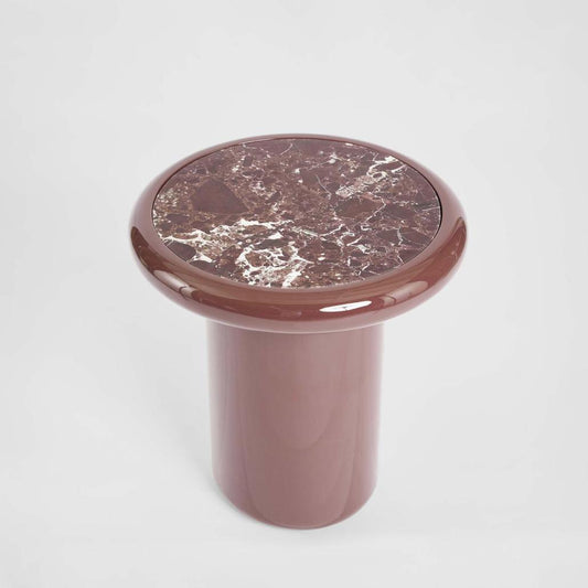 Nobo Side Table Matt Red Vein Marble/High Gloss