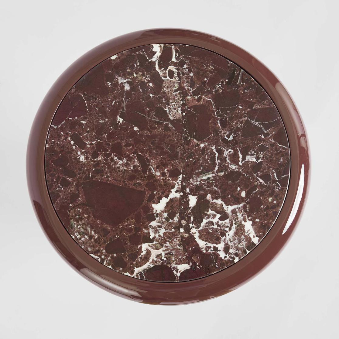 Nobo Side Table Matt Red Vein Marble/High Gloss