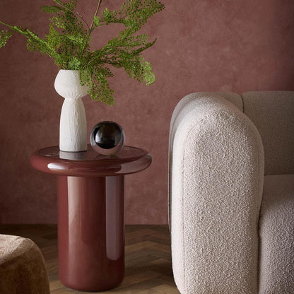 Nobo Side Table Matt Red Vein Marble/High Gloss