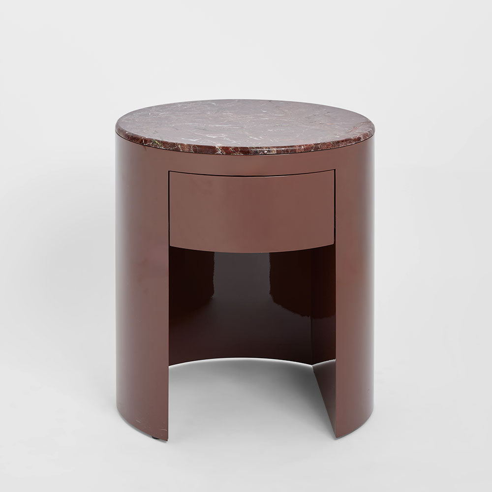 Nobo Bedside Matt Red Vein Marble/High Gloss