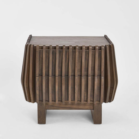 Bow 2 Drawer Bedside Dark Walnut