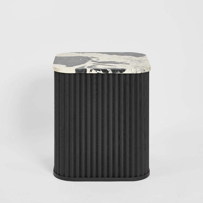 Noir Marble & Black Oak Side Table