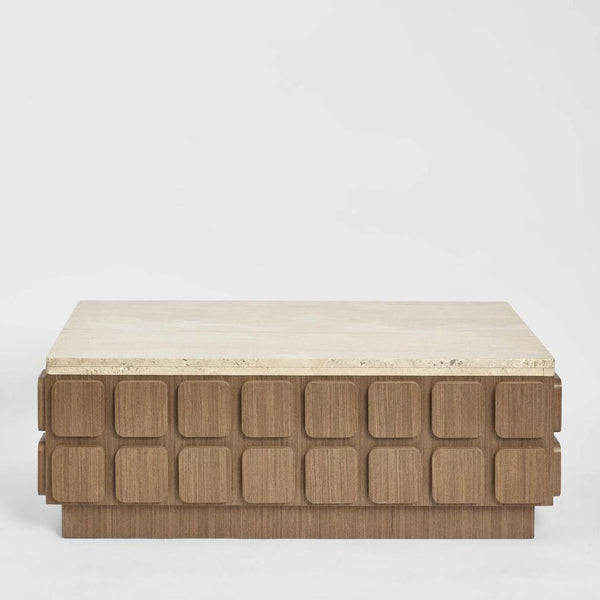 Porto Travertine & Walnut Coffee Table
