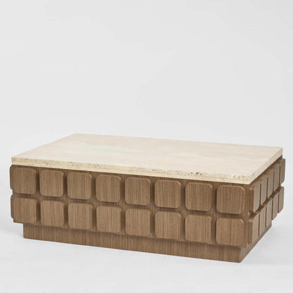 Porto Travertine & Walnut Coffee Table