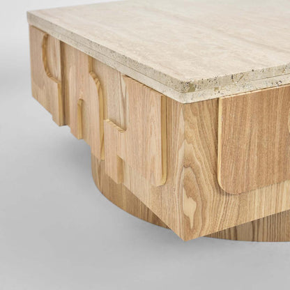 Solara Coffee Table Travertine & Oak