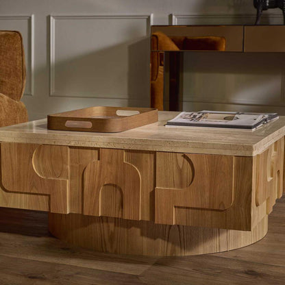 Solara Coffee Table Travertine & Oak