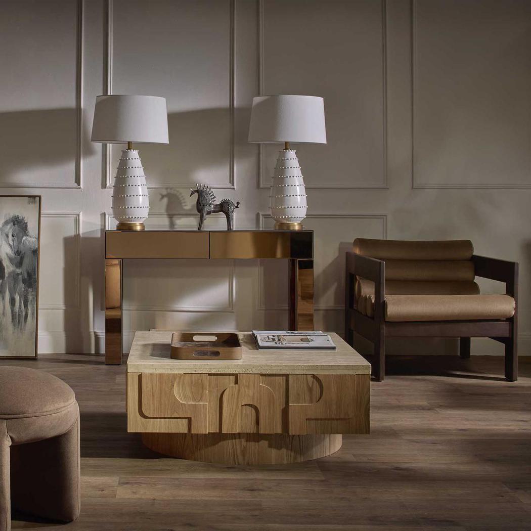 Solara Coffee Table Travertine & Oak