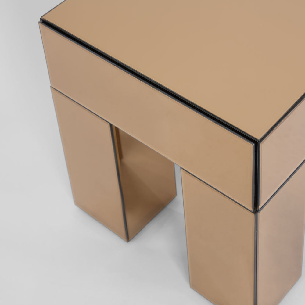 Vitreous Mirror Bedside 1 Drawer Copper