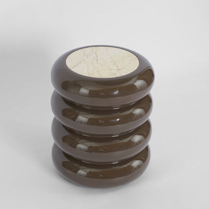 Sable Side Table Matt Brown Vein Marble/High Gloss