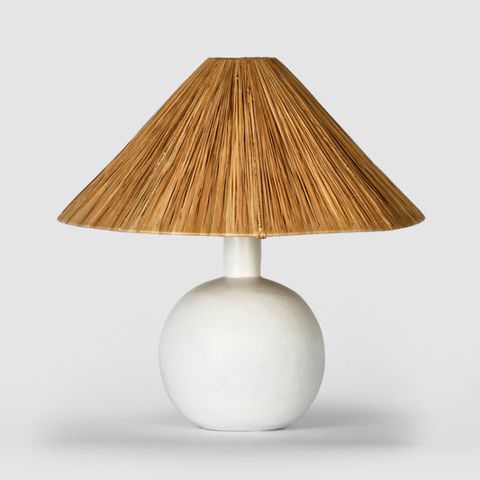 Esta Lamp Small White with Raffia Shade