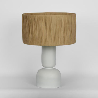 Clem Lamp Small White with Raffia shade
