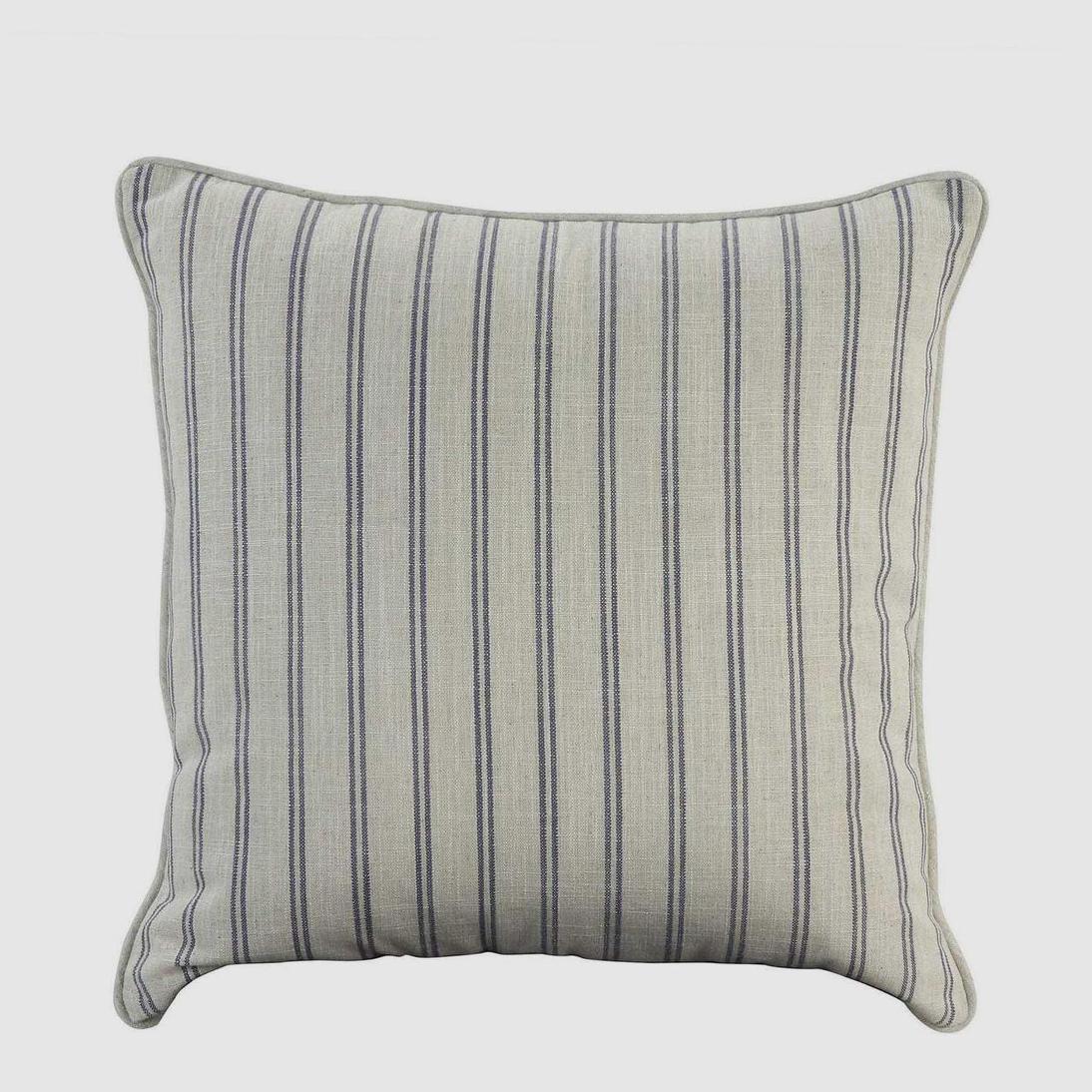 55Cm Throw Cushion White/Blue Pin Stripe