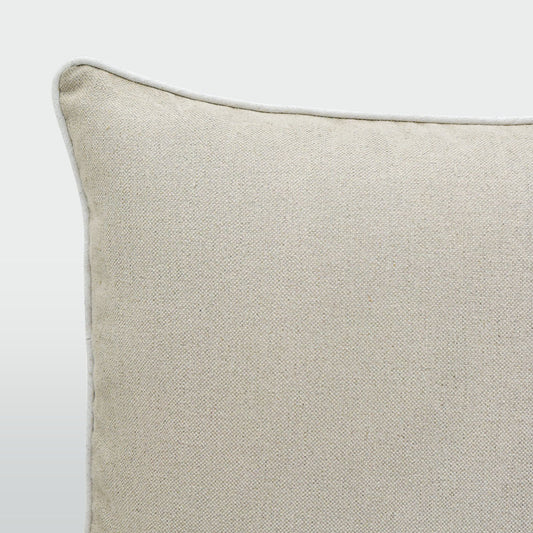 55cm Throw Cushion Natural with White Piping