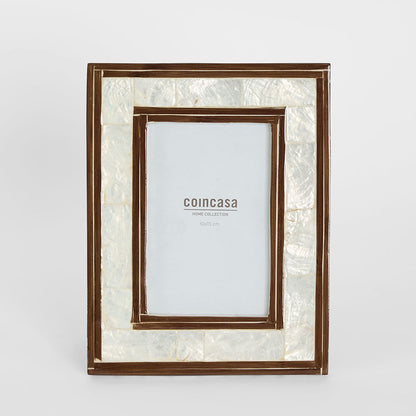 Raya White Shell & Bamboo 4x6 Photo Frame