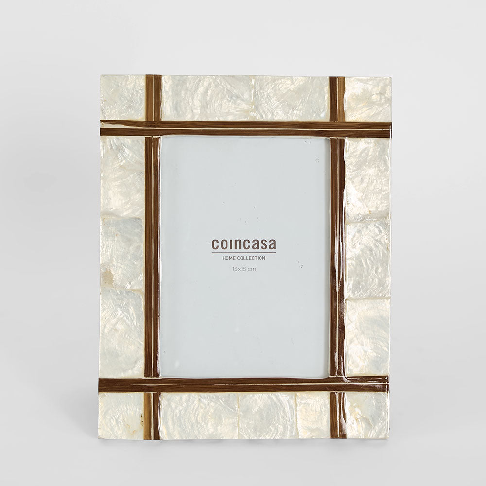 Raya White Shell & Bamboo 5x7 Photo Frame