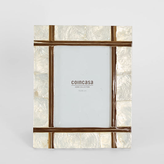 Raya White Shell & Bamboo 5x7 Photo Frame