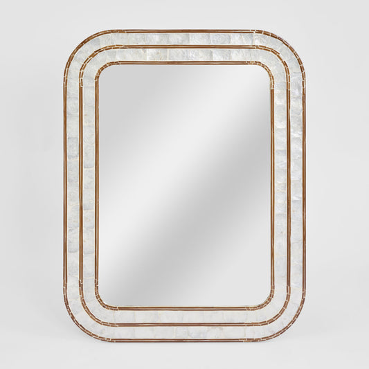 Raya White Shell & Bamboo 90x70 Mirror