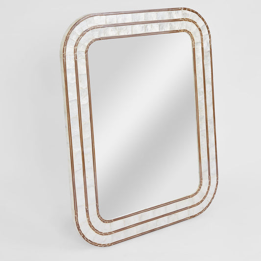 Raya White Shell & Bamboo 90x70 Mirror