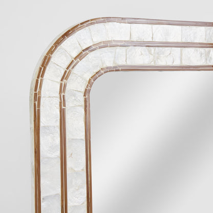 Raya White Shell & Bamboo 90x70 Mirror