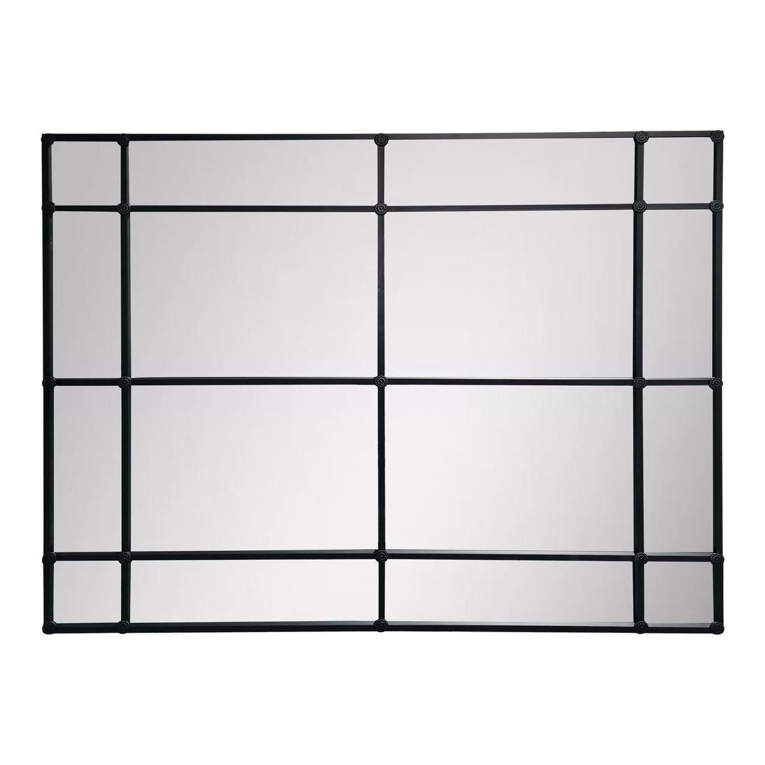 Crawford Rectangular 16 Pane Mirror Iron Frame Black 200 x 160cm