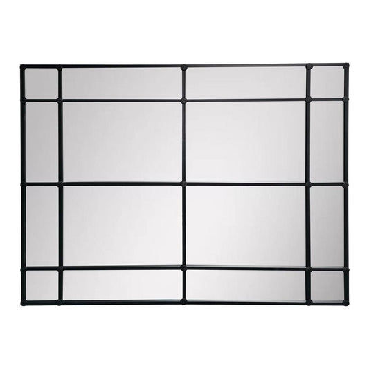 Crawford Rectangular 16 Pane Mirror Iron Frame Black 200 x 160cm