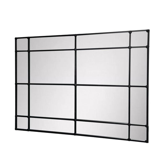 Crawford Rectangular 16 Pane Mirror Iron Frame Black 200 x 160cm