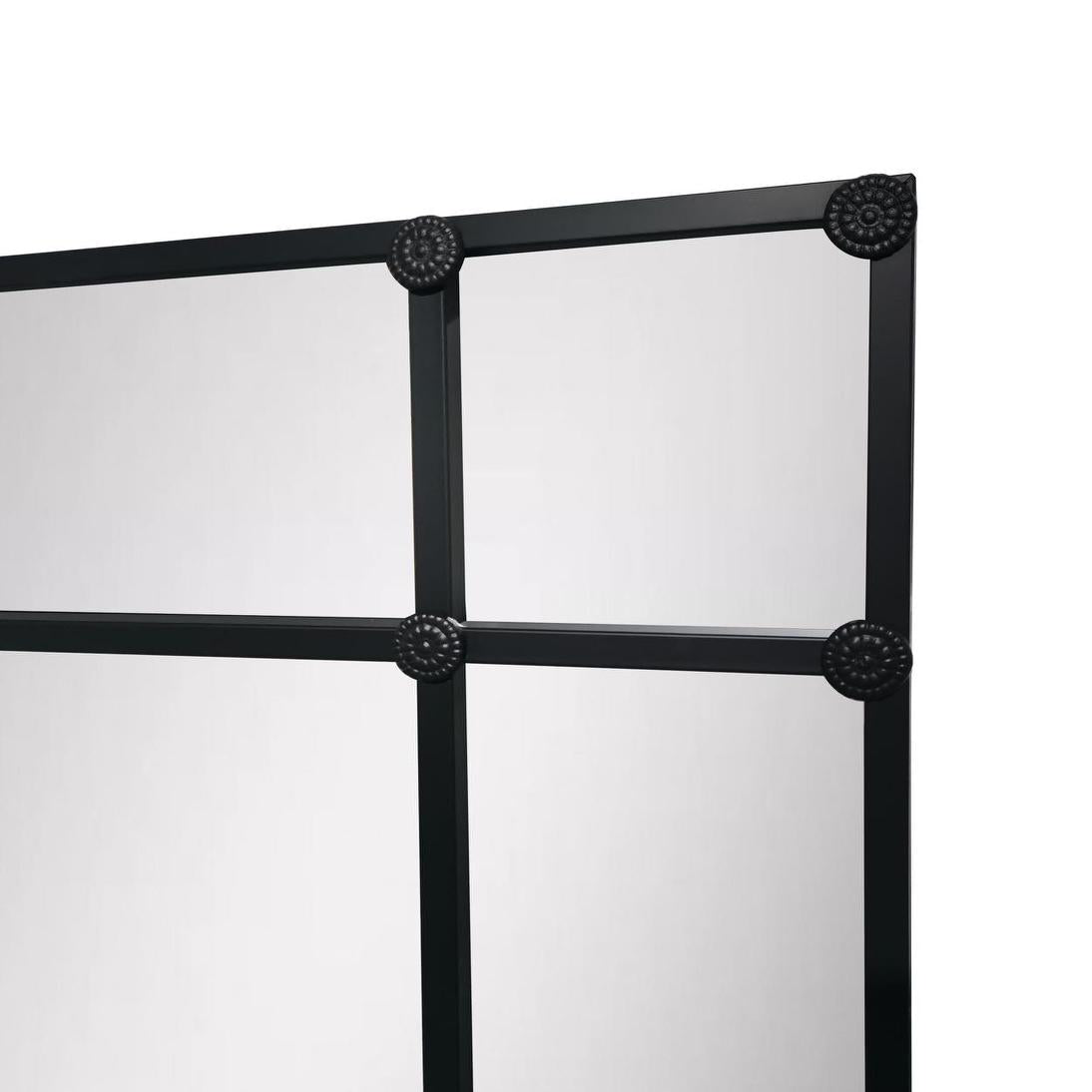 Crawford Rectangular 16 Pane Mirror Iron Frame Black 200 x 160cm
