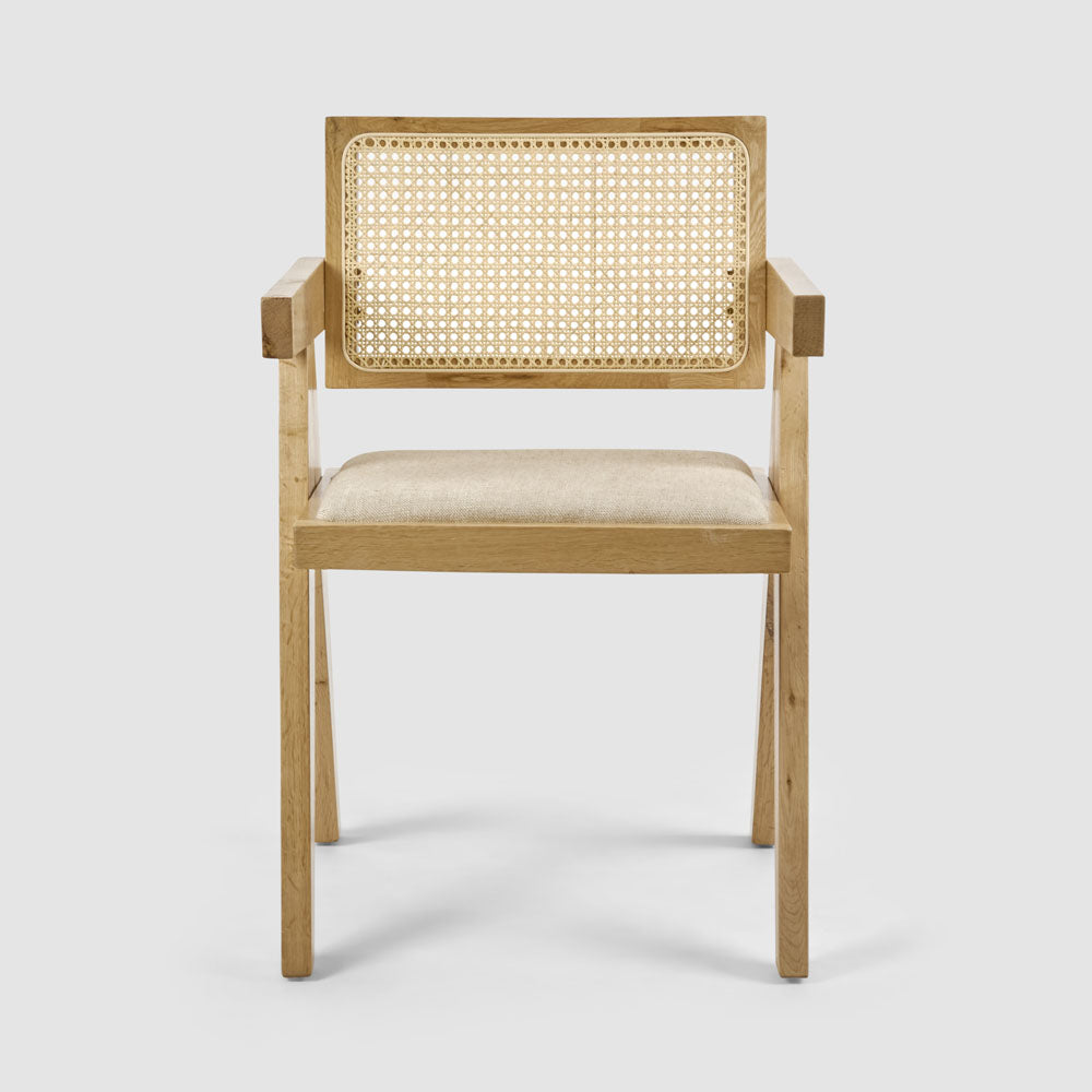 Lexi Scissor Leg Armchair Oak Frame Natural Fabric