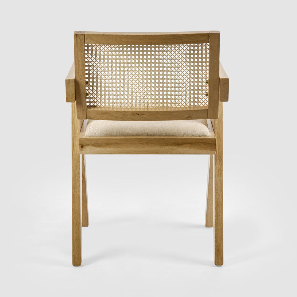 Lexi Scissor Leg Armchair Oak Frame Natural Fabric