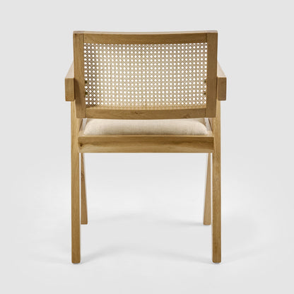 Lexi Scissor Leg Armchair Oak Frame Natural Fabric