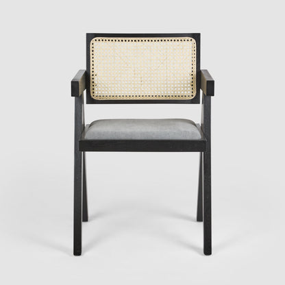 Lexi Scissor Leg Armchair Black Frame Grey Fabric