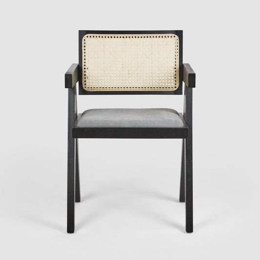 Lexi Scissor Leg Armchair Black Frame Grey Fabric