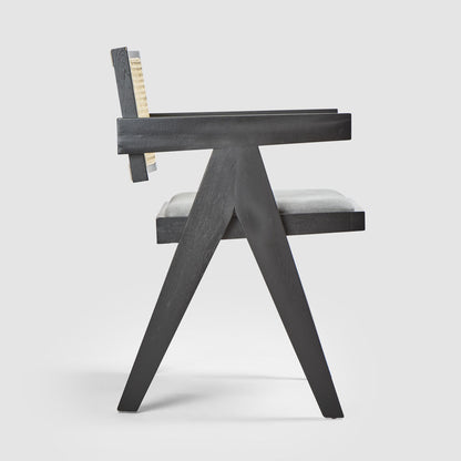 Lexi Scissor Leg Armchair Black Frame Grey Fabric