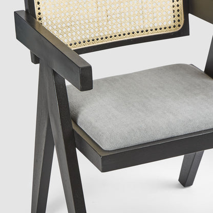 Lexi Scissor Leg Armchair Black Frame Grey Fabric