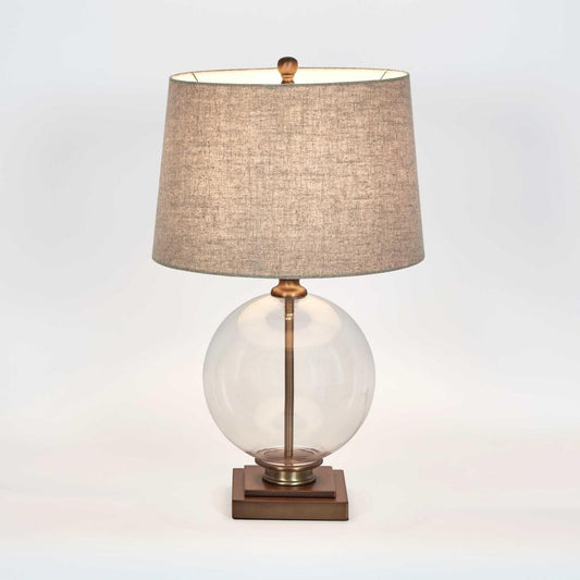 Ivy Small Antique Brass And Glass With Natural Linen Shade