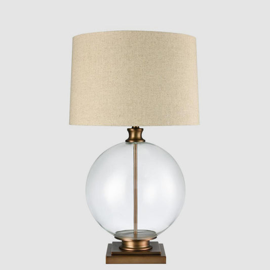 Ivy Antique Brass And Glass With Natural Linen Shade