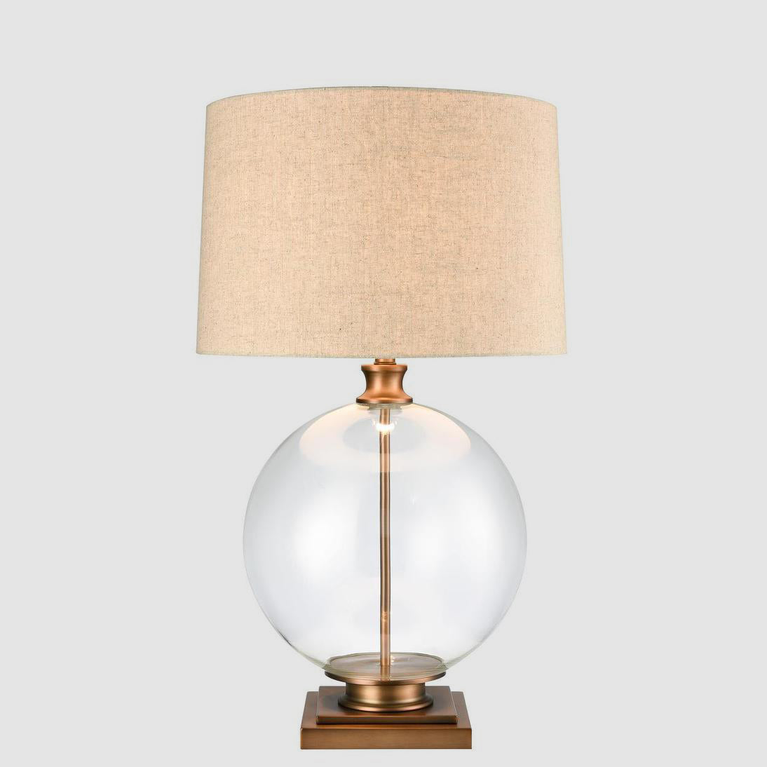 Ivy Antique Brass And Glass With Natural Linen Shade