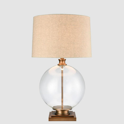 Ivy Antique Brass And Glass With Natural Linen Shade