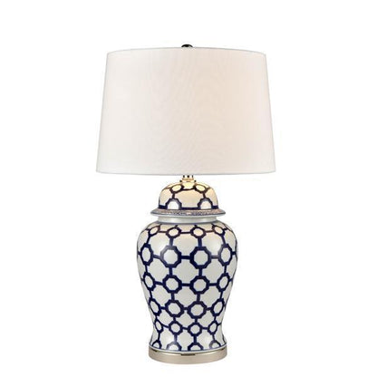 Lucca Blue & White Jar Shaped Lamp & Shade