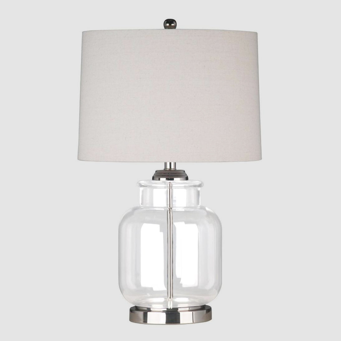 Regency Nickel and Glass Table Lamp with Natural Linen Shade
