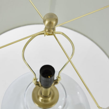 Ellyn Glass and Brass Lamp with White Linen Shade