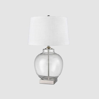 Ellyn Glass and Nickel Lamp with White Linen Shade