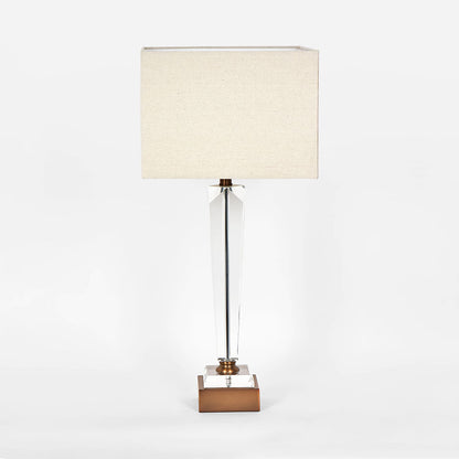 Monument Hand Cut Crystal Lamp & Natural Linen Shade