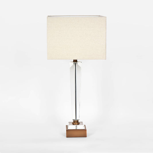 Monument Hand Cut Crystal Lamp & Natural Linen Shade