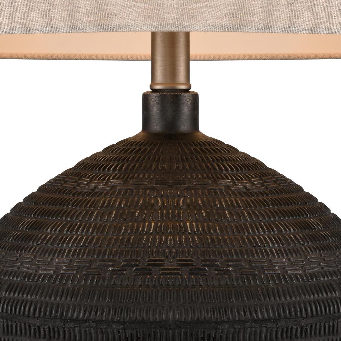 Meridien Black Lamp with Natural Linen Shade