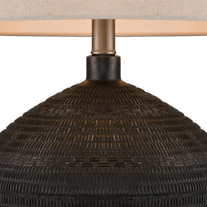 Meridien Black Lamp with Natural Linen Shade