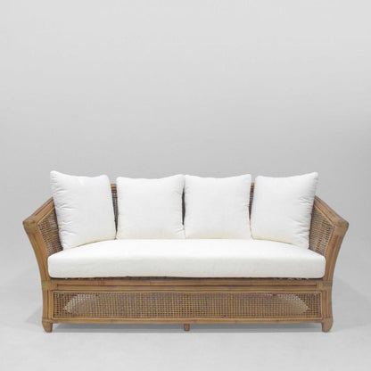 Cayman 2 Seat Rattan Sofa Cream Cushion