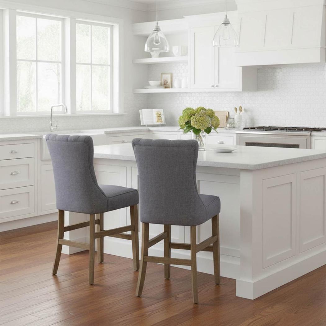 Storm Grey Counter Chair with Buttons