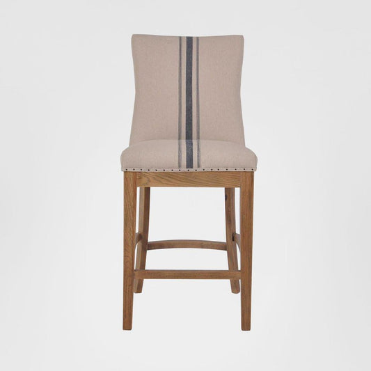 Oakwood Hamptons Counter Chair Natural/Blue Stripe W/ Studs