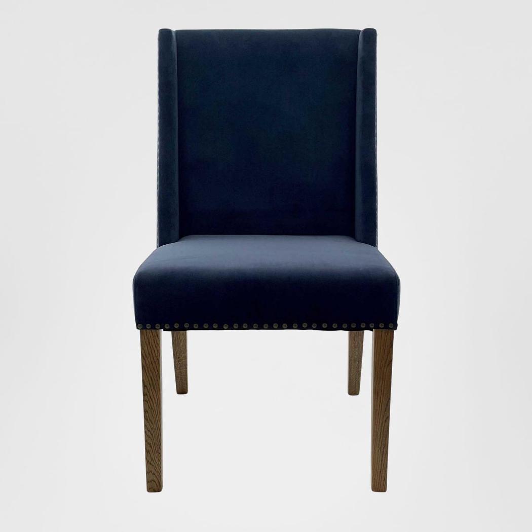 Ithaca Navy Velvet Dining Chair W/Studs